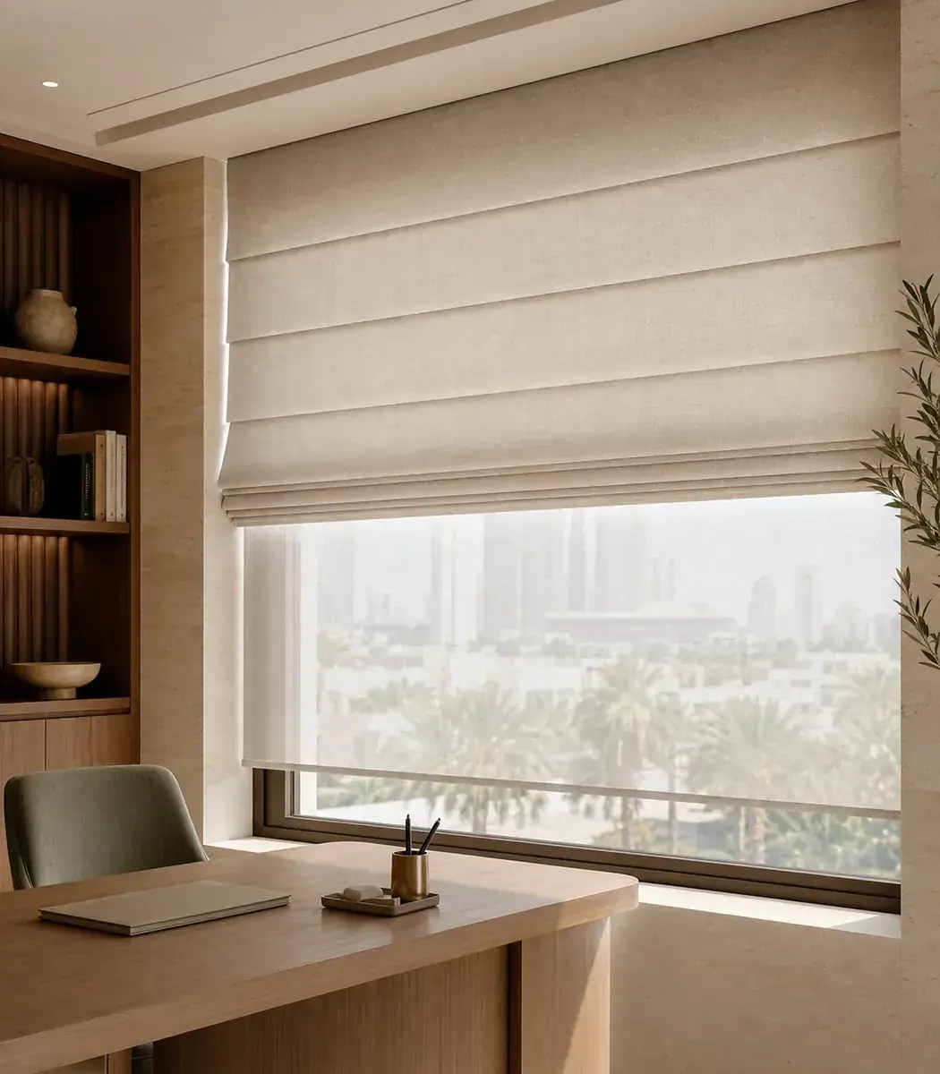 Minimal roller blinds in a modern room