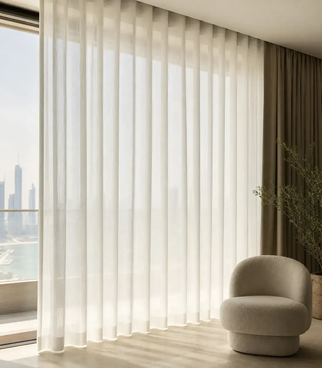 Soft sheer curtains filtering daylight